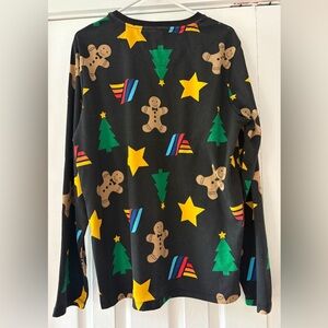 Aldi Festive Christmas Gingerbread and Star‎ Print Pajama Top Size Large EUC
